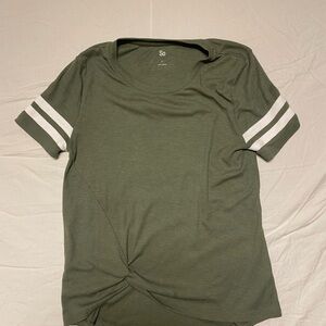SO Women's Green Short Sleeve Top with Stripes size small